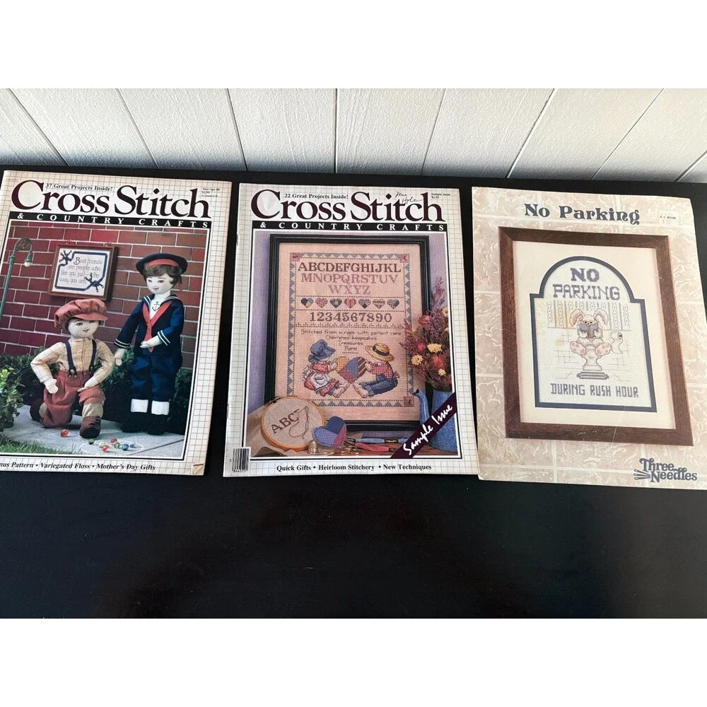 Vintage 1980s Cross Stitch Pattern Booklets Magazines Lot of 13 Needlework